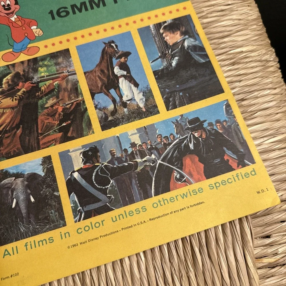 Vintage 1963-64 Walt Disney 16mm Films Catalog Mickey Mouse Reference Film Book